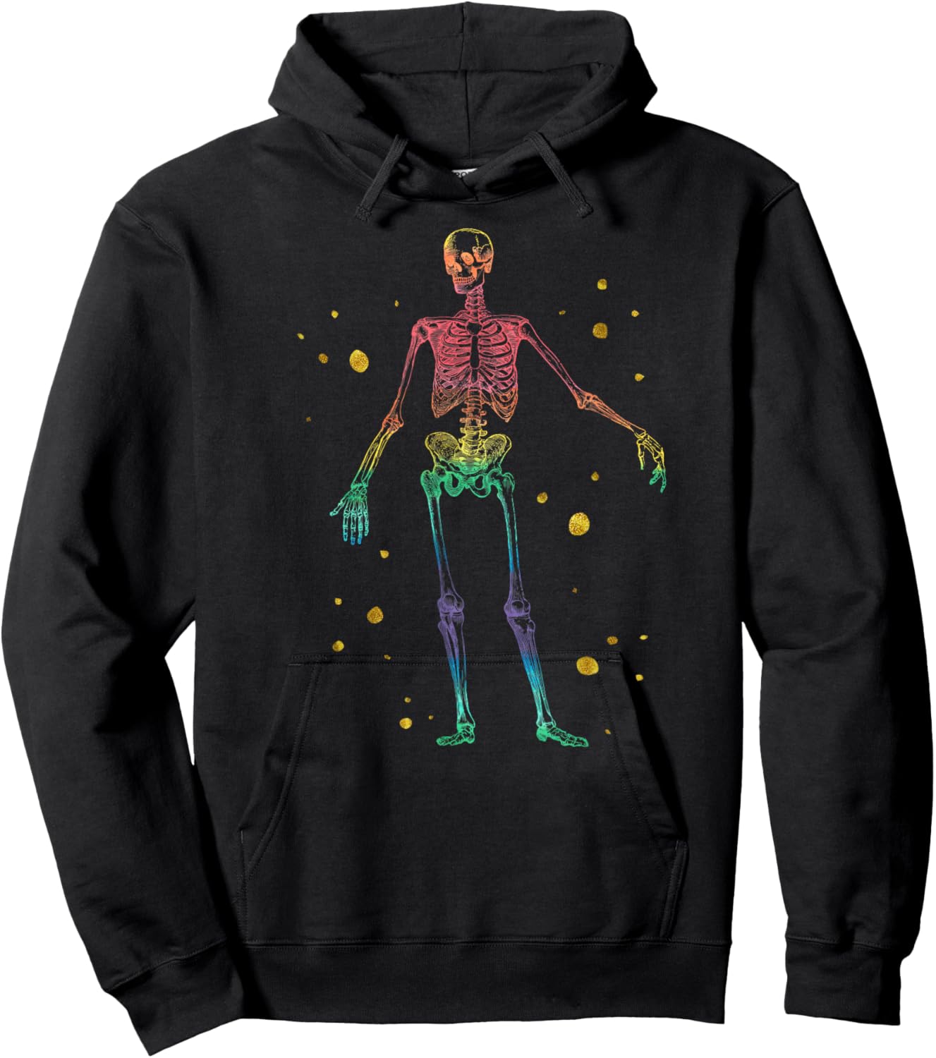 Vintage Rainbow Skeleton Halloween Anatomy Pride Cute Shirt Hoodie - Hoodie | Black