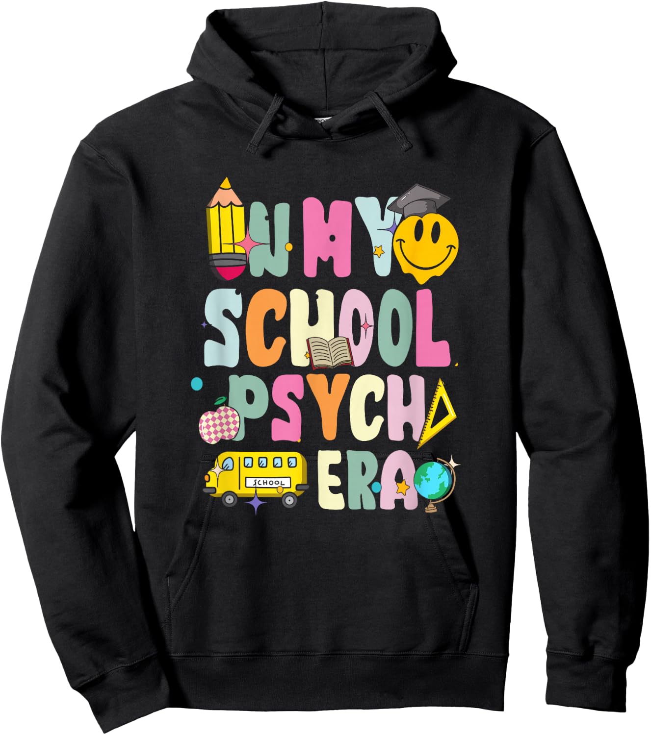 In My School Psych Era Retro School Psychologist Psychology Hoodie - Hoodie | Black