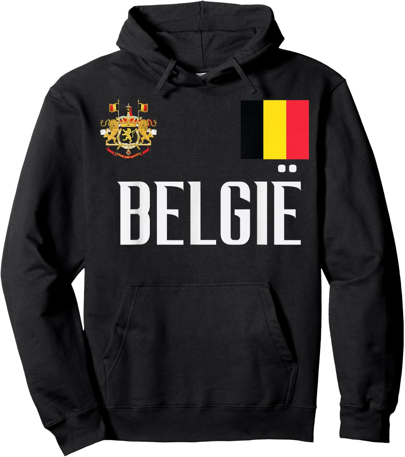 Belgium Flag Belgie Football Soccer Fan Men Women Kids Hoodie - Hoodie | Black