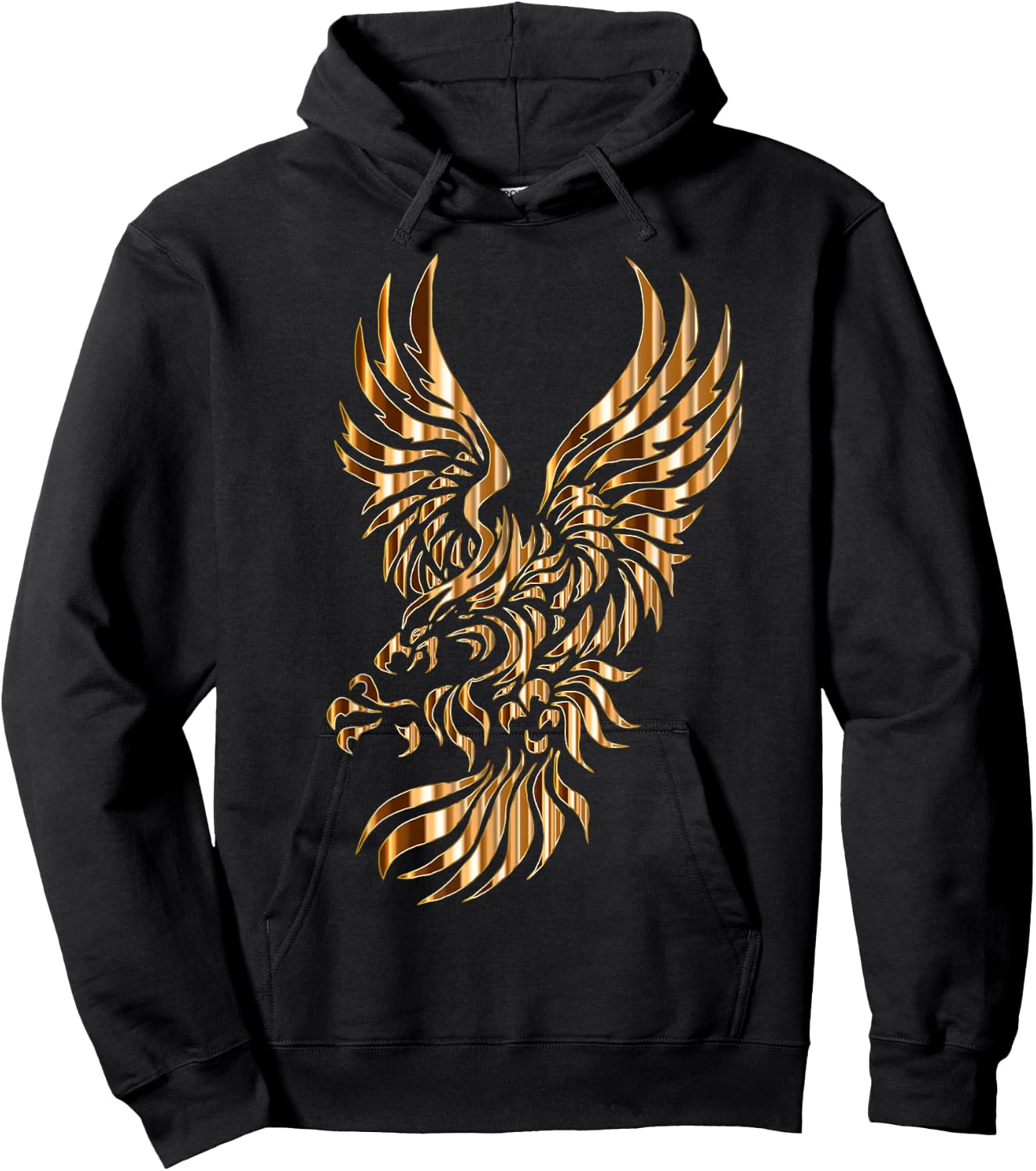 Gold Tribal Eagle Phoenix Hoodie - Hoodie | Black