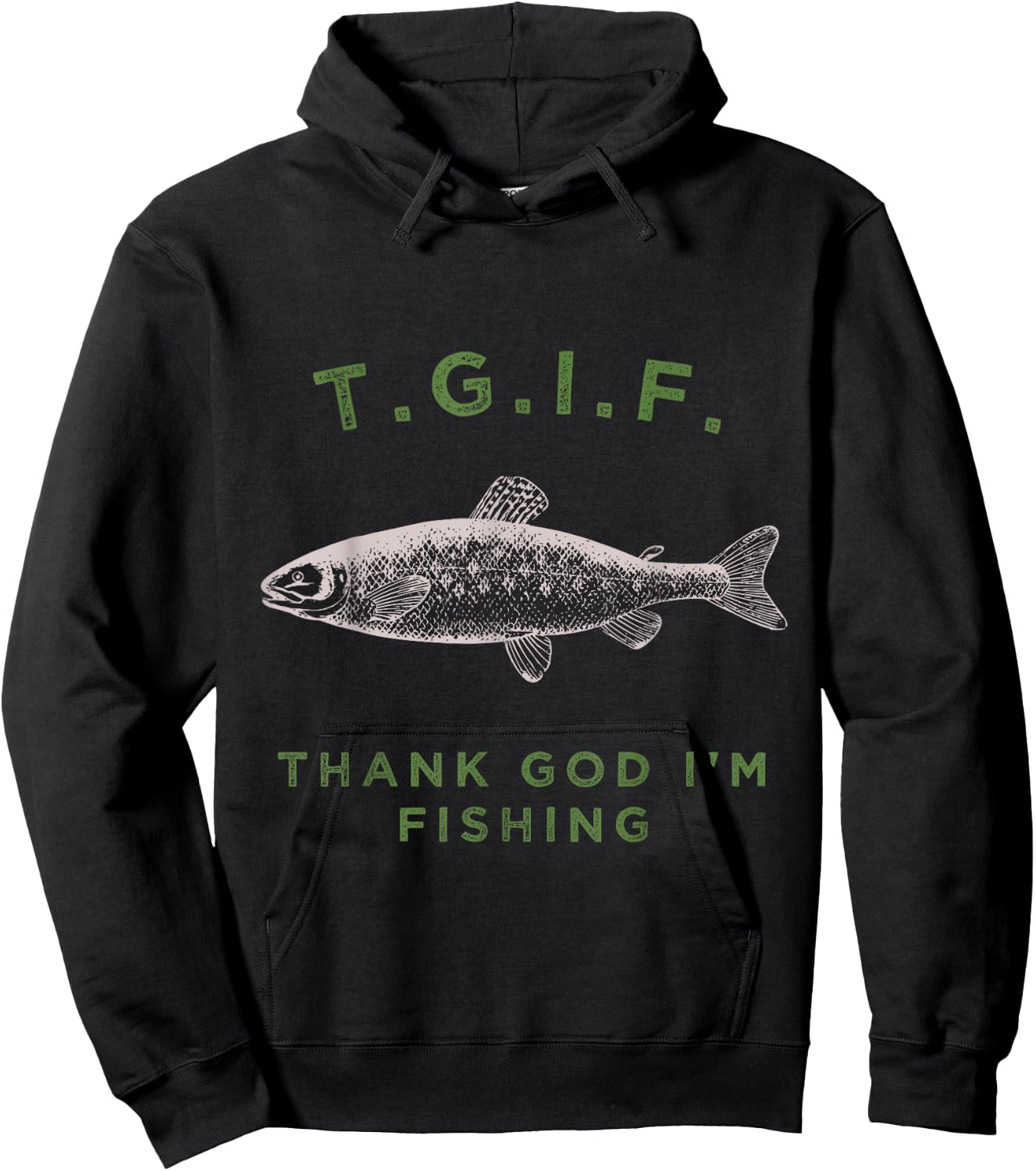 Funny TGIF Thank God I'm Fishing graphic Hoodie - Hoodie | Black
