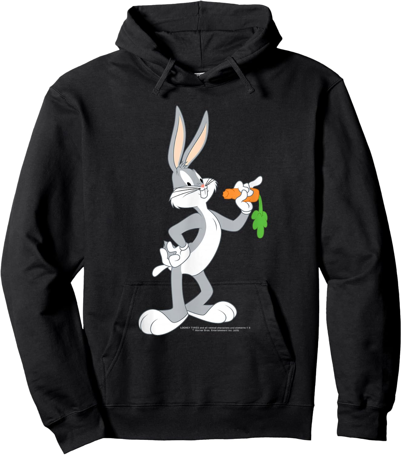 Looney Tunes Bugs Bunny Eating A Carrot Hoodie - Hoodie | Black