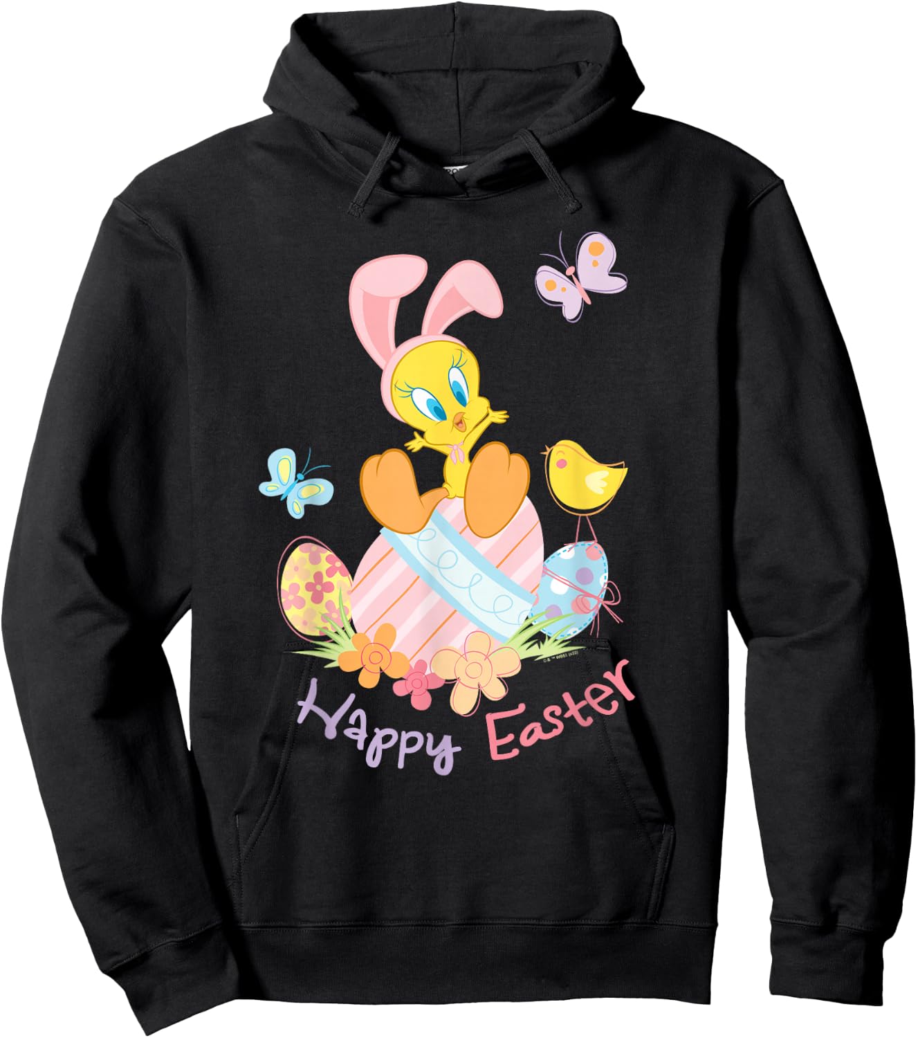 Looney Tunes Happy Easter Tweety With Bunny Ears Hoodie - Hoodie | Black