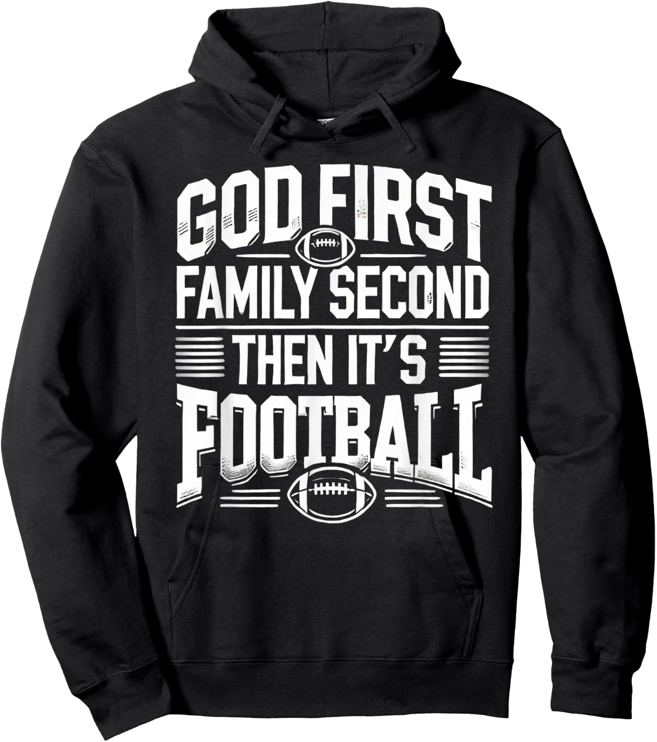 Religious God First Family Second Football Player Sport Gift Hoodie - Hoodie | Black