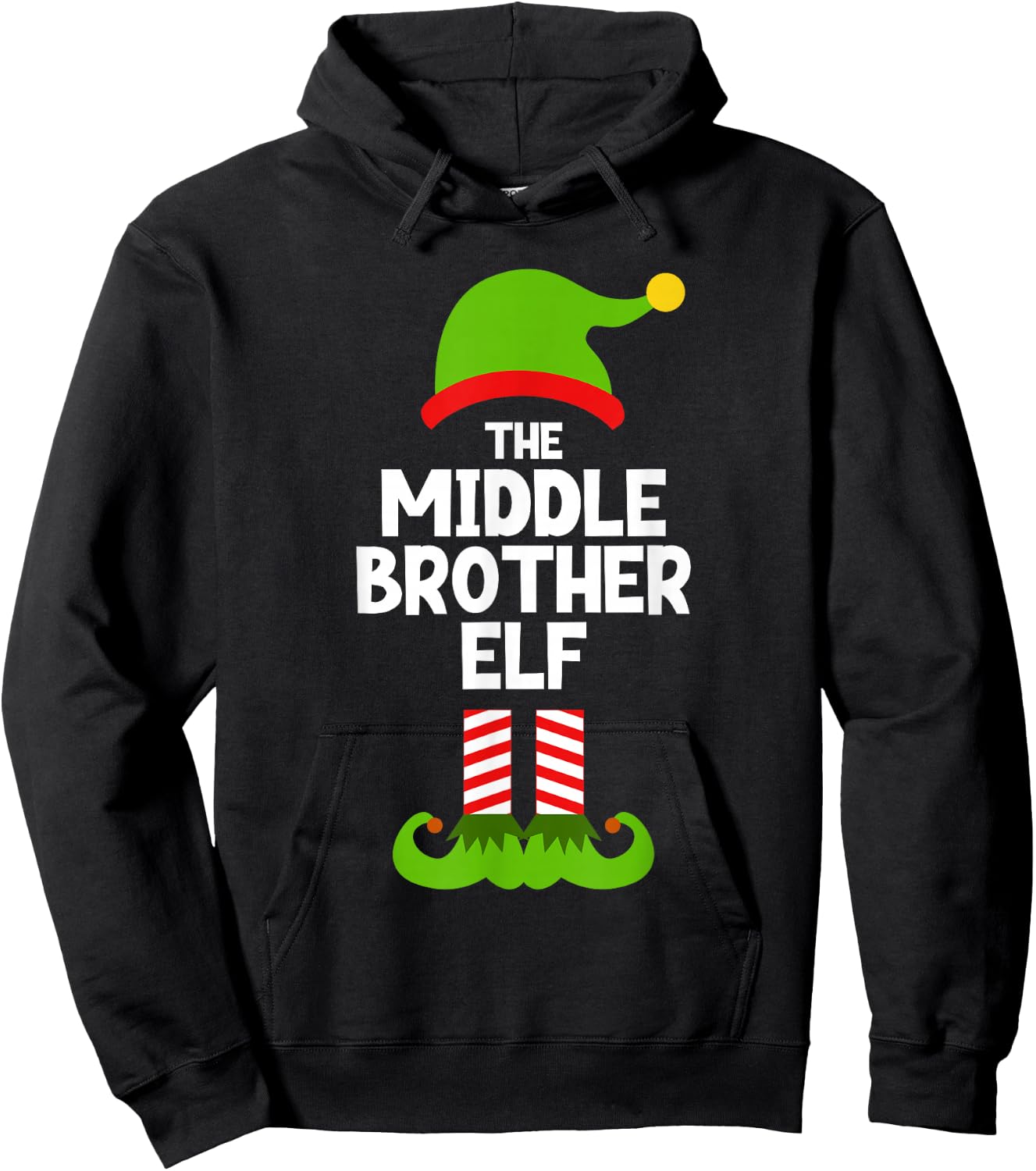 Family The Middle Brother Elf Christmas Matching Pj Pajama Hoodie - Hoodie | Black
