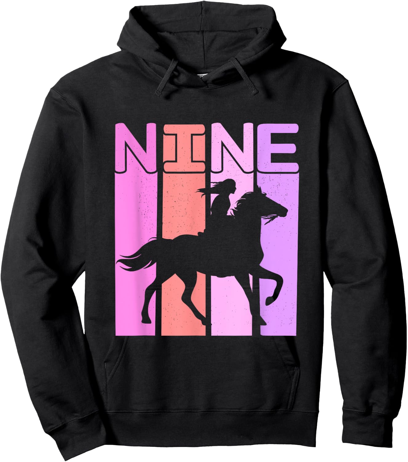 Horse Girl 9th Birthday Horseback Riding 9 Year Old Hoodie - Hoodie | Black