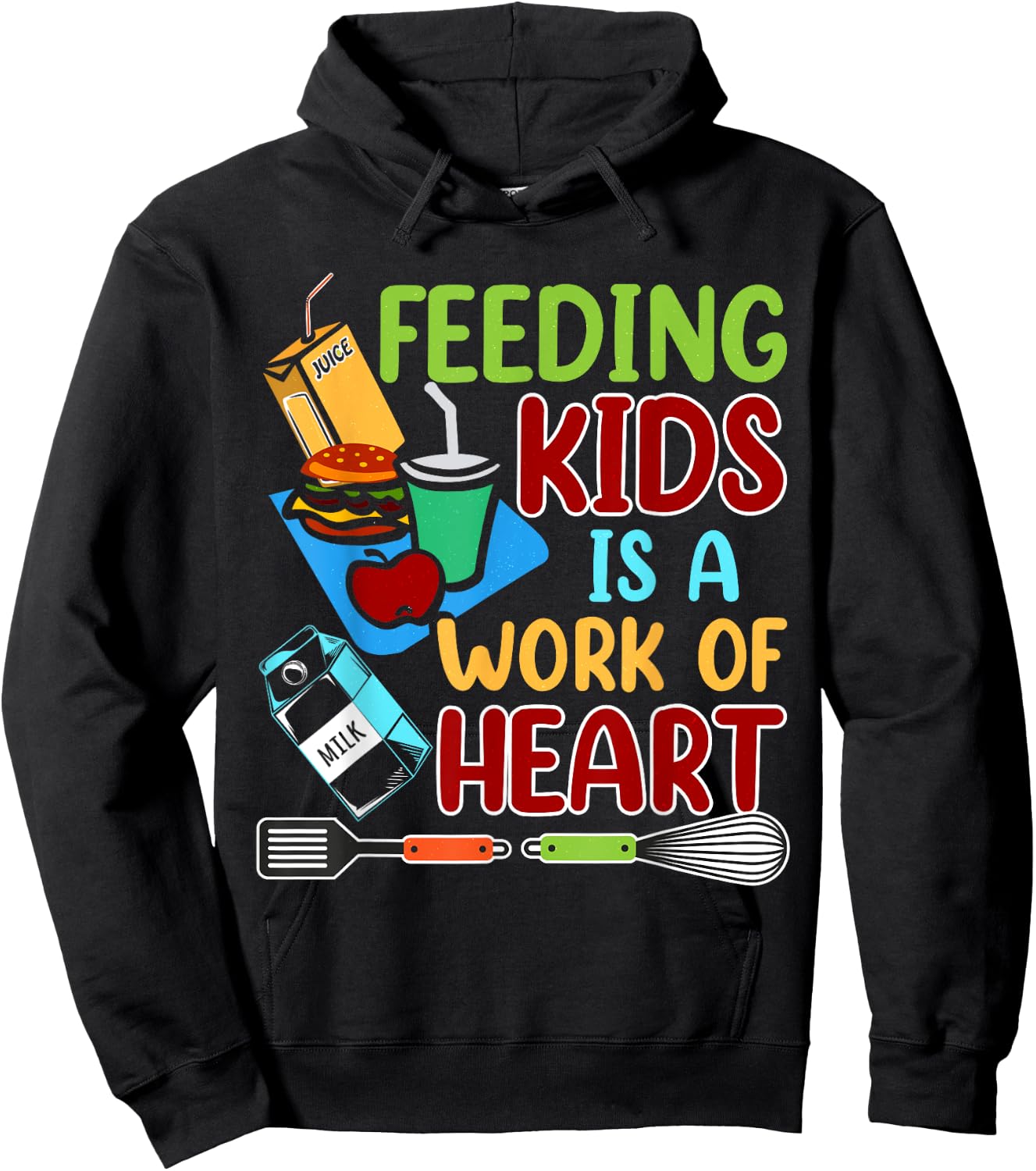 Feeding Kids Is A Work Of Heart School Lunch Lady Squad Hoodie - Hoodie | Black