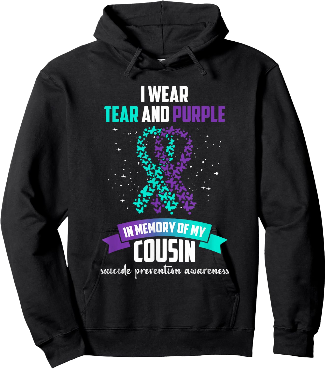 Purple Ribbon Suicide Prevention Awareness Hoodie - Hoodie | Black