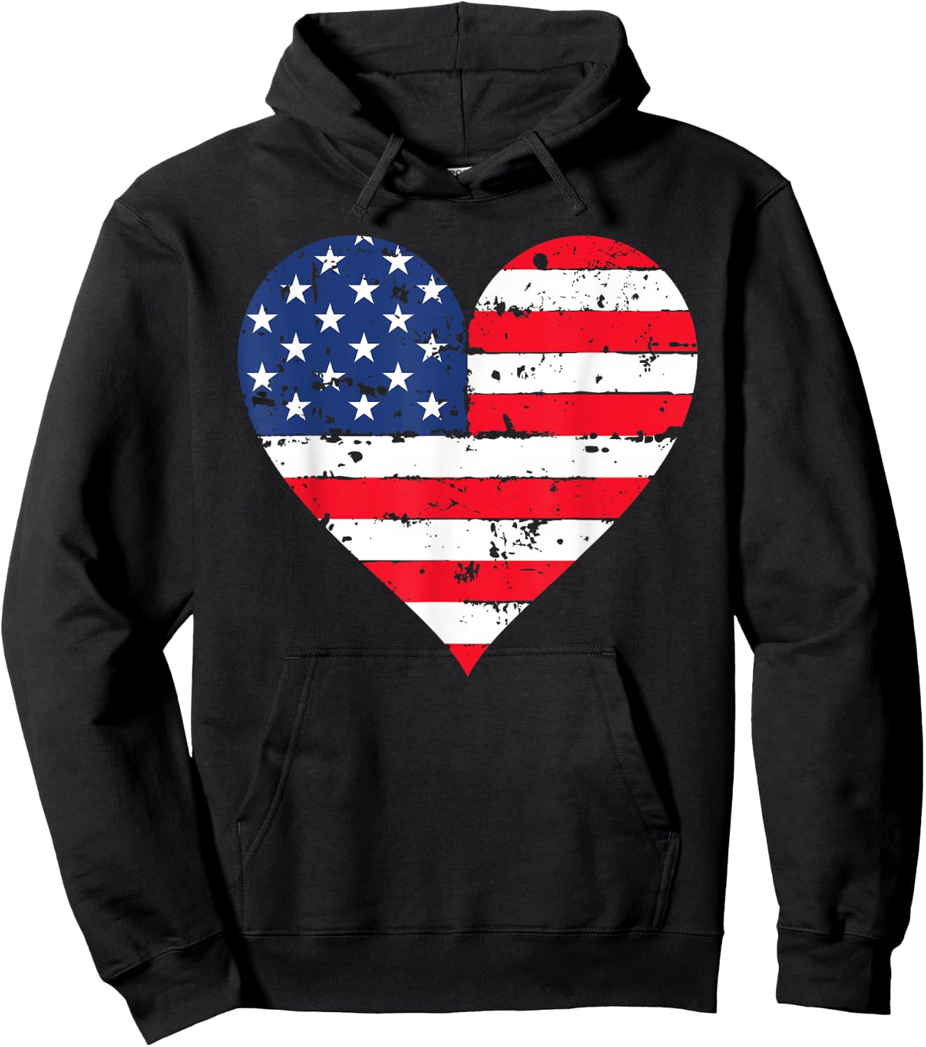 American Flag Heart 4th of July USA Patriotic Pride Hoodie - Hoodie | Black