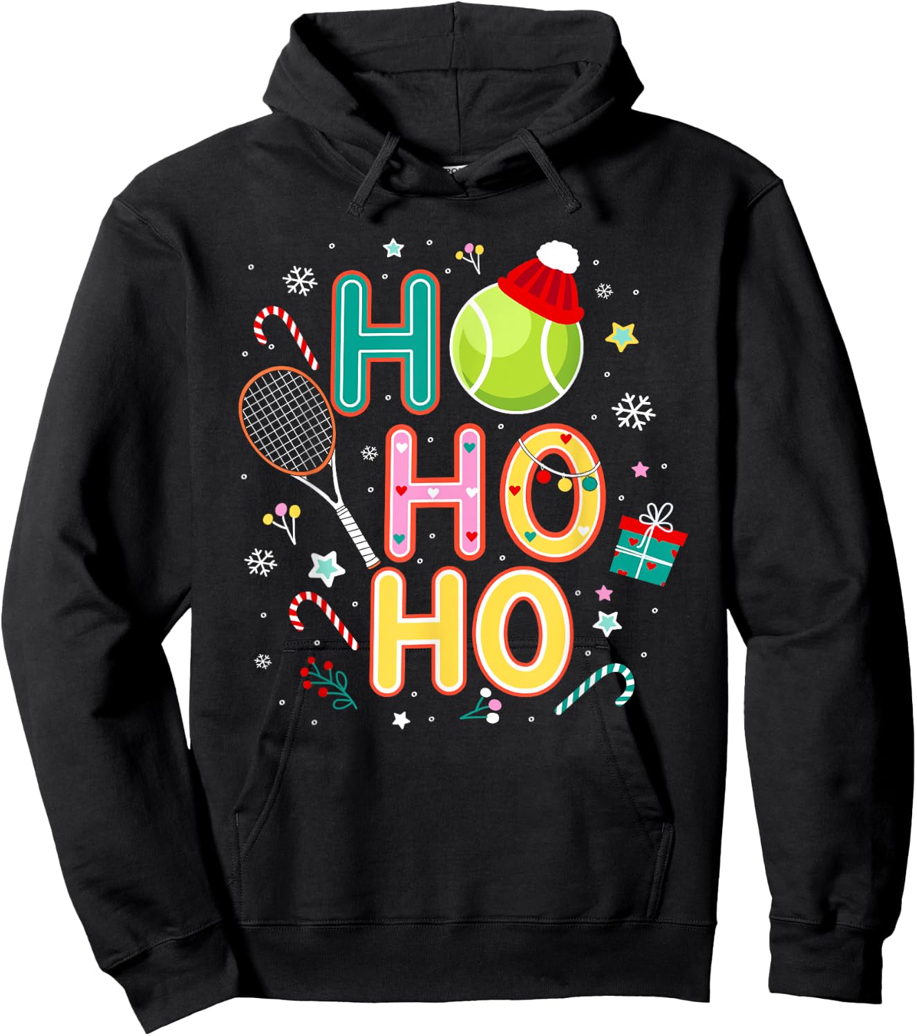 Ho Ho Ho Ugly Christmas Pajama Tennis Player Men Hoodie - Hoodie | Black