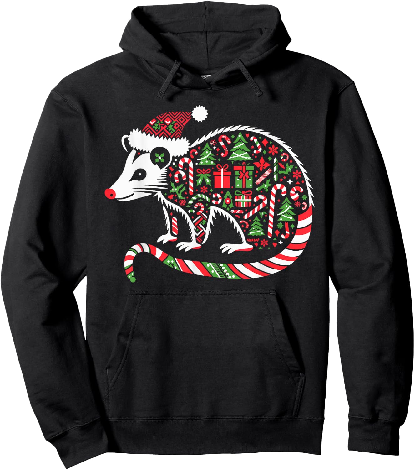 Christmas Tree Candy Possum Santa Christmas Kids Hoodie - Hoodie | Black