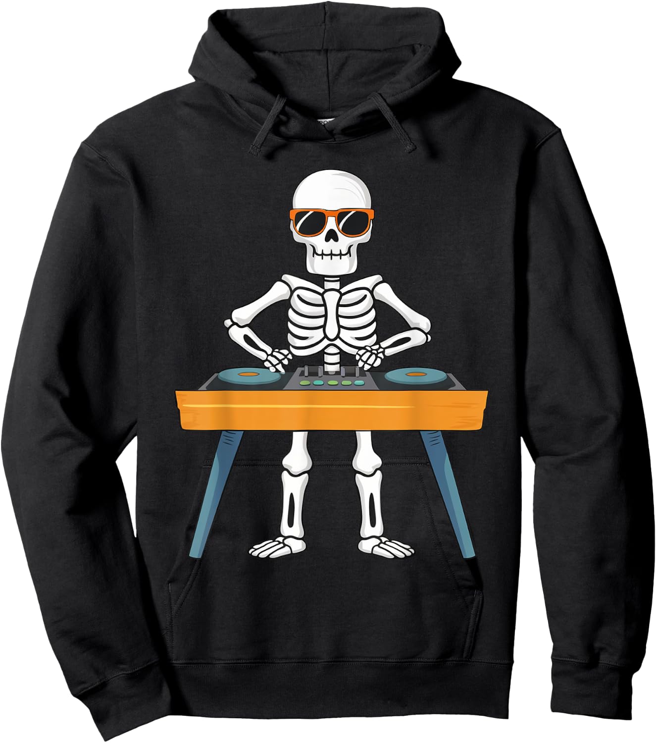 Funny Skeleton Playing DJ Music Kids Boys Girls Halloween Hoodie - Hoodie | Black