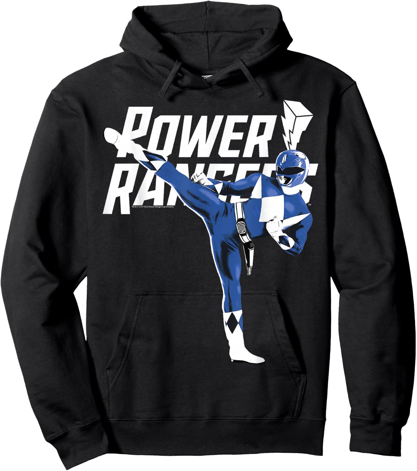 Power Rangers Blue Ranger Karate Action Pose Logo Hoodie - Hoodie | Black