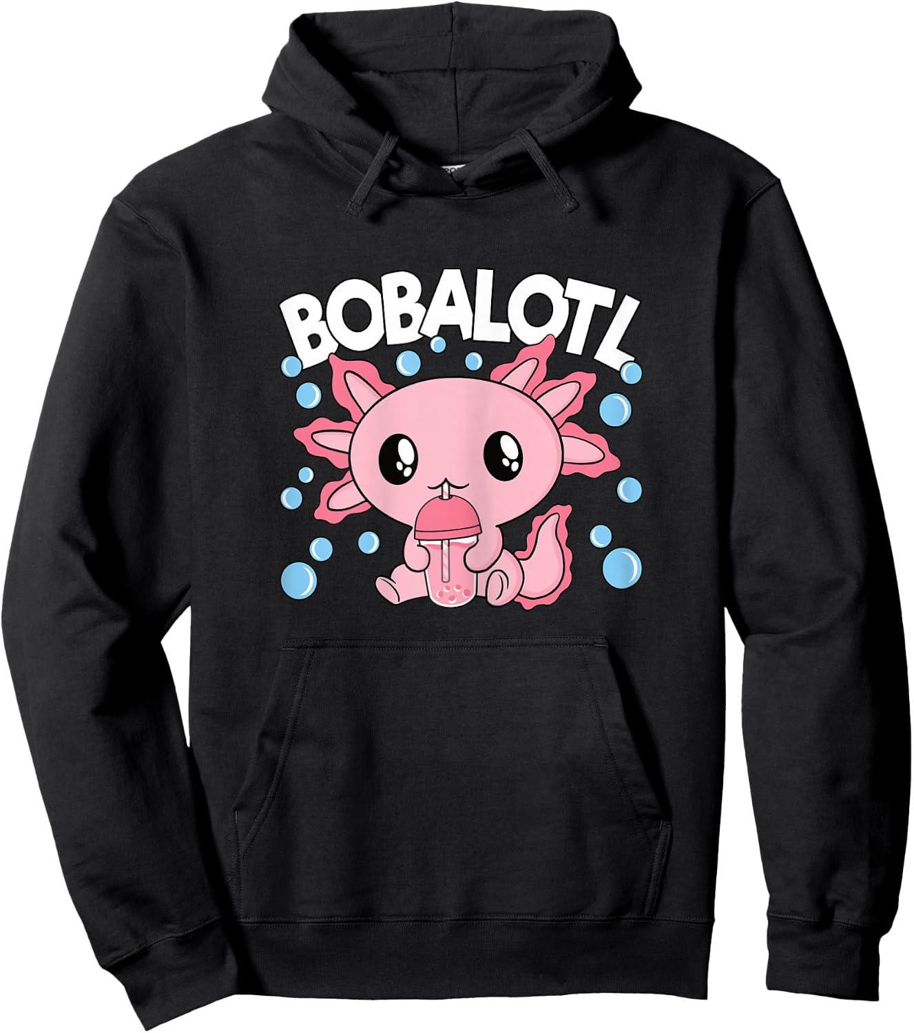 Bobalotl Axolotl Bubble Tea Lover Boba Tea Women Girls Kids Hoodie - Hoodie | Black