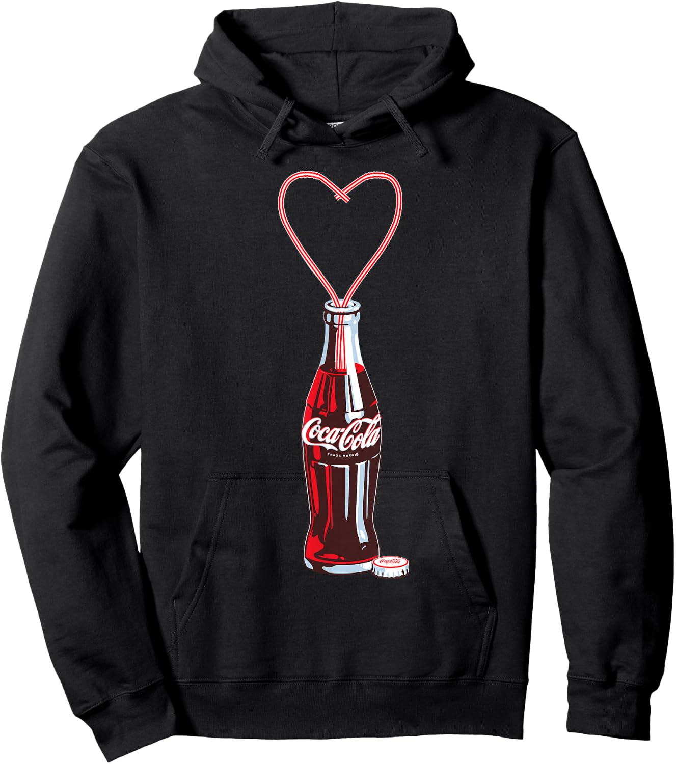 Coca Cola Bottle Heart Straws Hoodie - Hoodie | Black