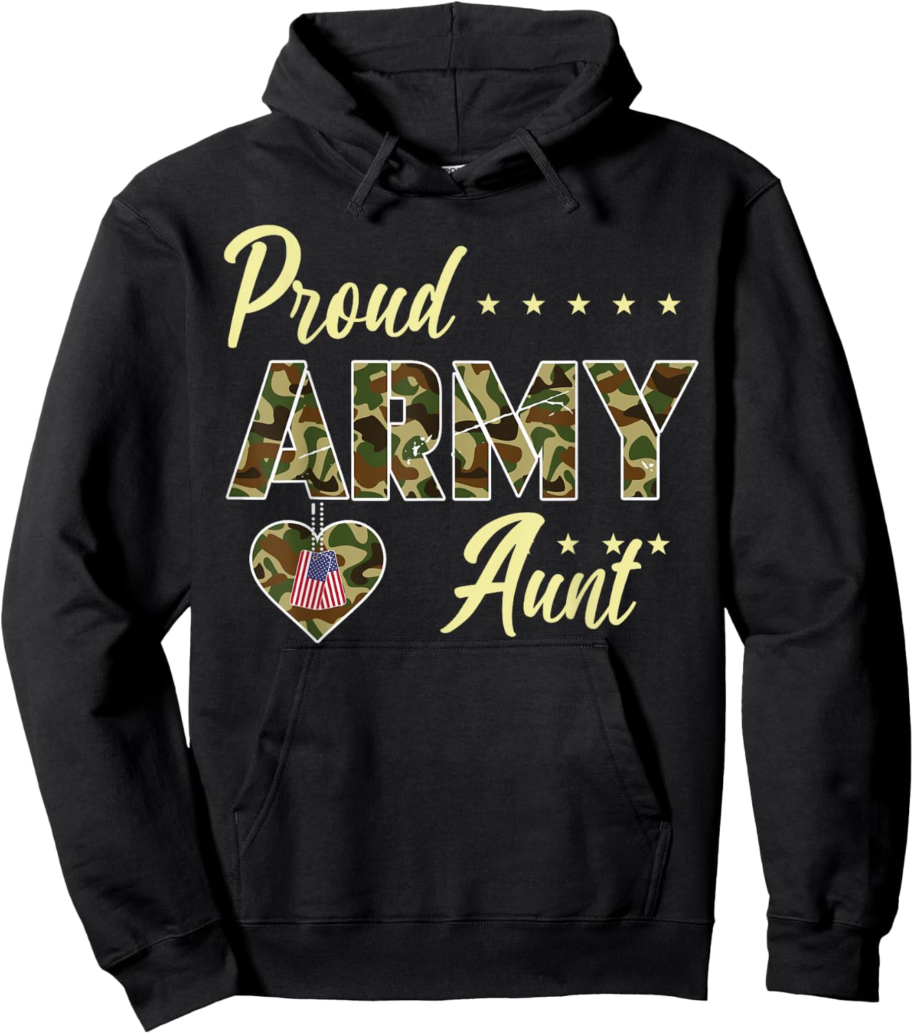 Proud Army Aunt Camouflage Soldier Family Love Military Hoodie - Hoodie | Black
