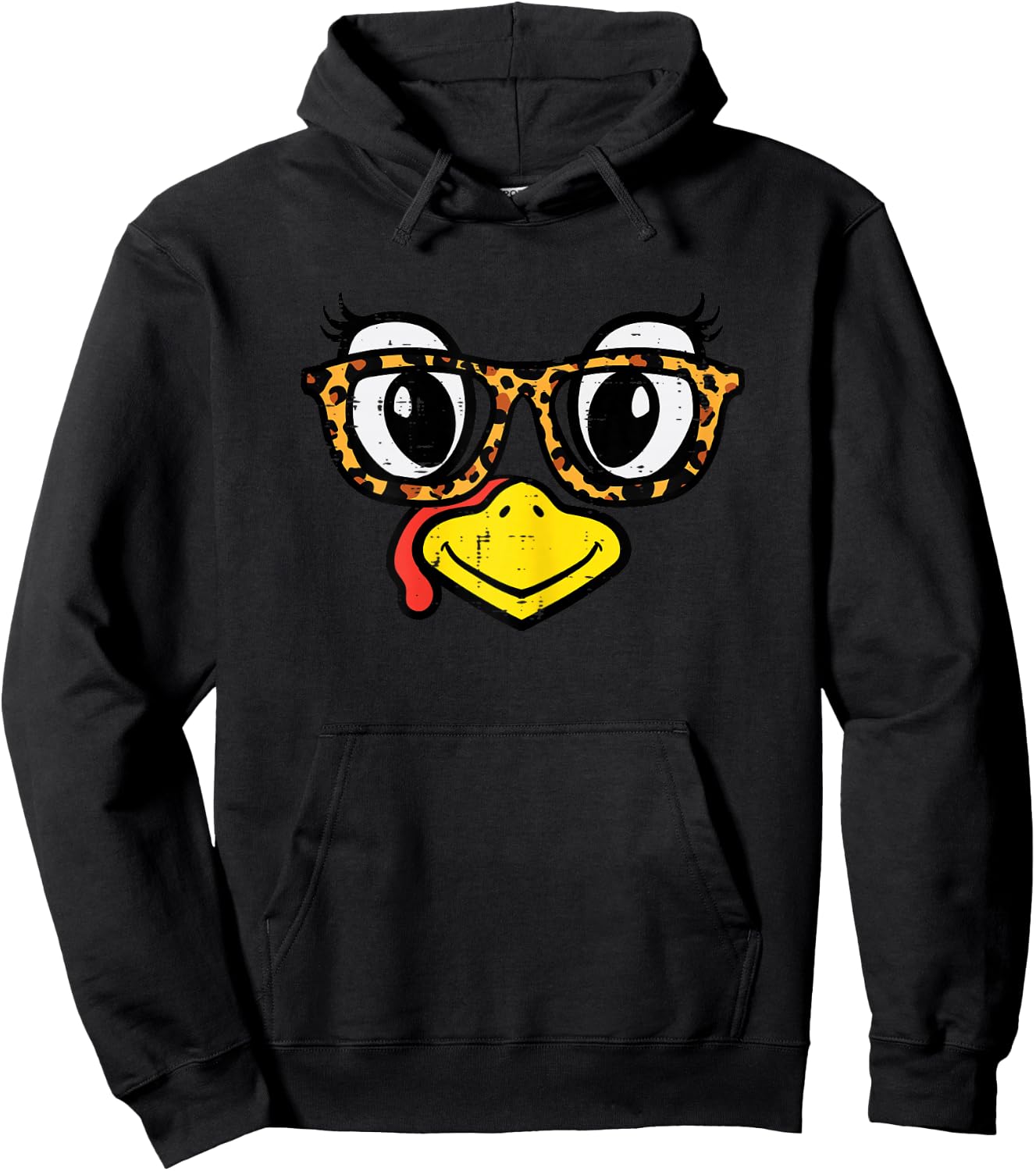 Thanksgiving Turkey Glasses Cute Fall Girls Kids Women Youth Hoodie - Hoodie | Black