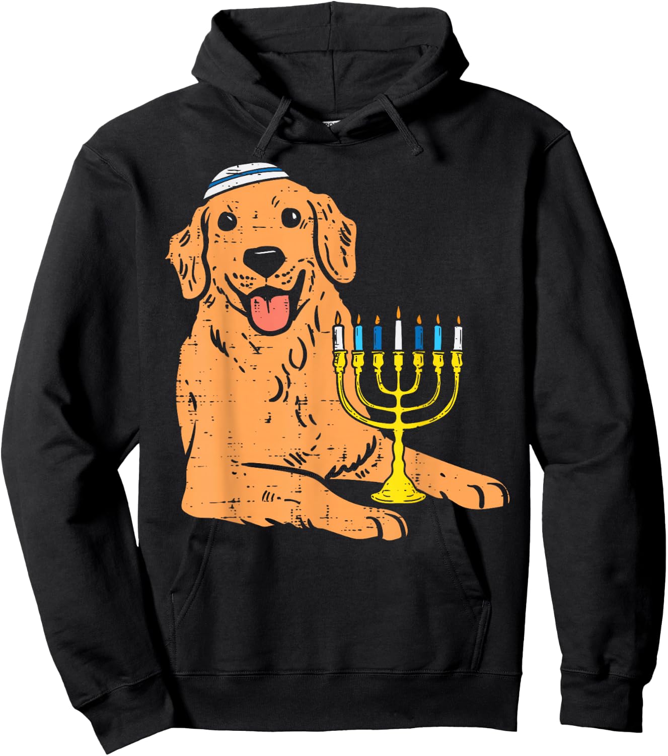 Jewish Golden Retriever Dog Hanukkah Pajamas Chanukah PJs Hoodie - Hoodie | Black