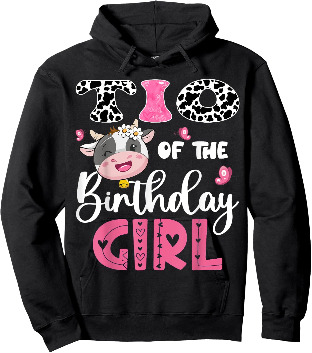 Tio Of The Birthday Girl Farm Cow 1St Birthday Party Hoodie - Hoodie | Black