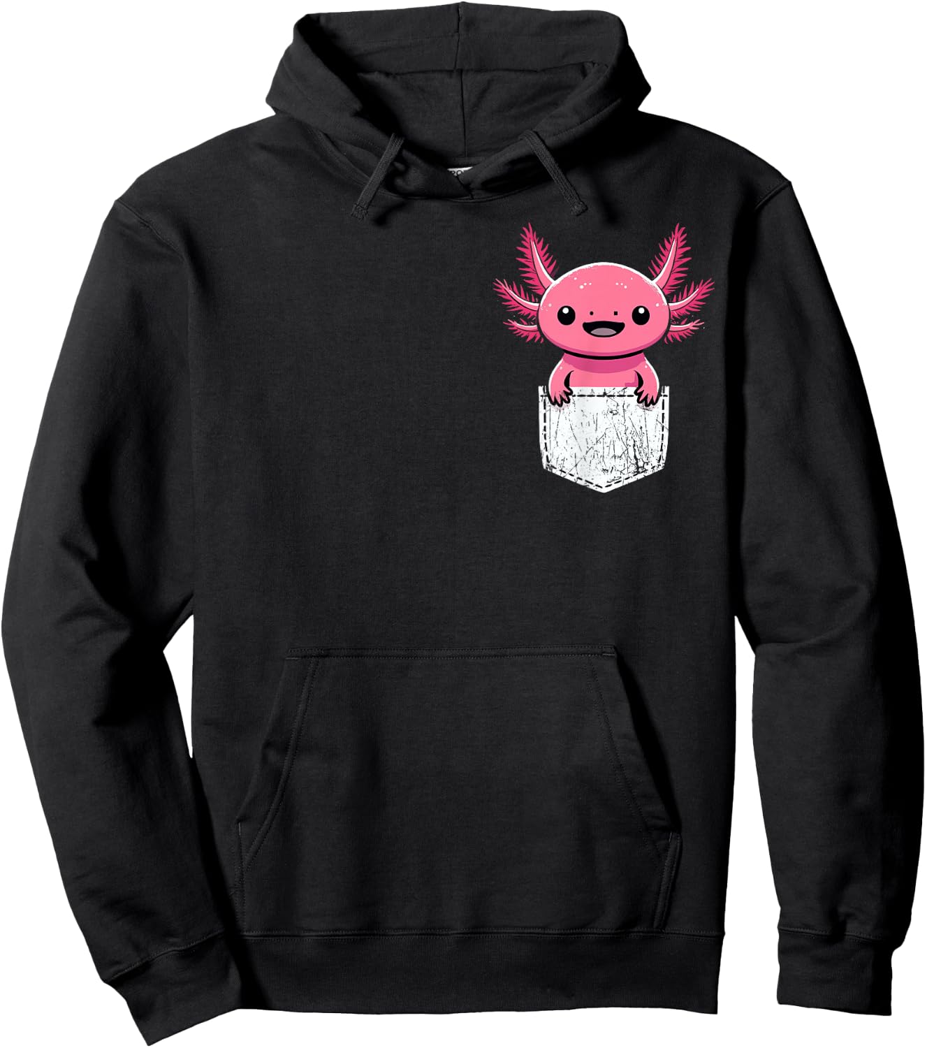 Axolotl Cute Kawaii Pocket Axolotl Hoodie - Hoodie | Black