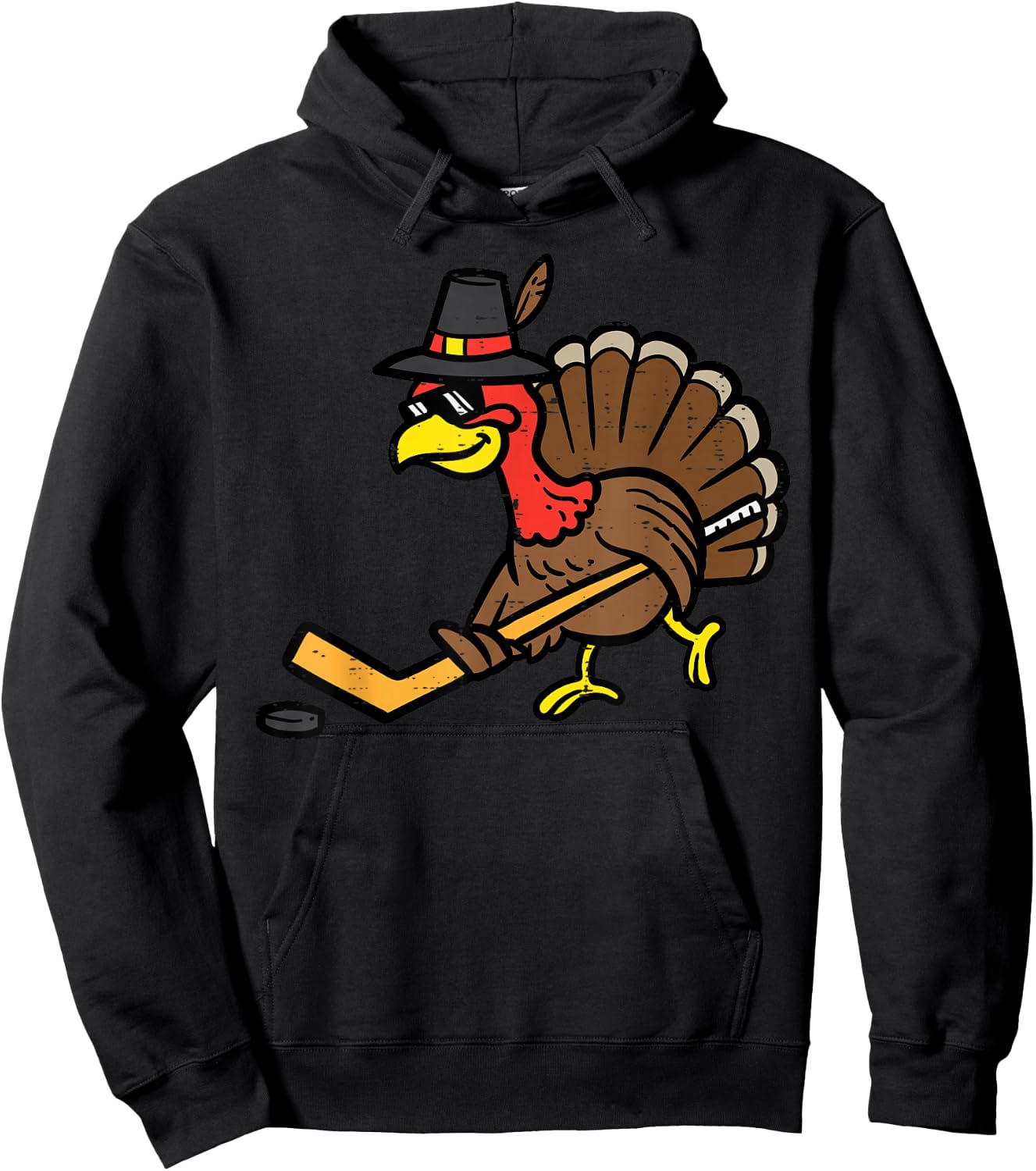 Thanksgiving Ice Hockey Turkey Day Fall Men Boys Kids Youth Hoodie - Hoodie | Black