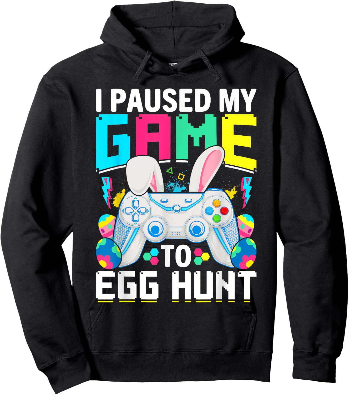 I Paused My Game To Egg Hunt Video Game Happy Easter Boys Hoodie - Hoodie | Black