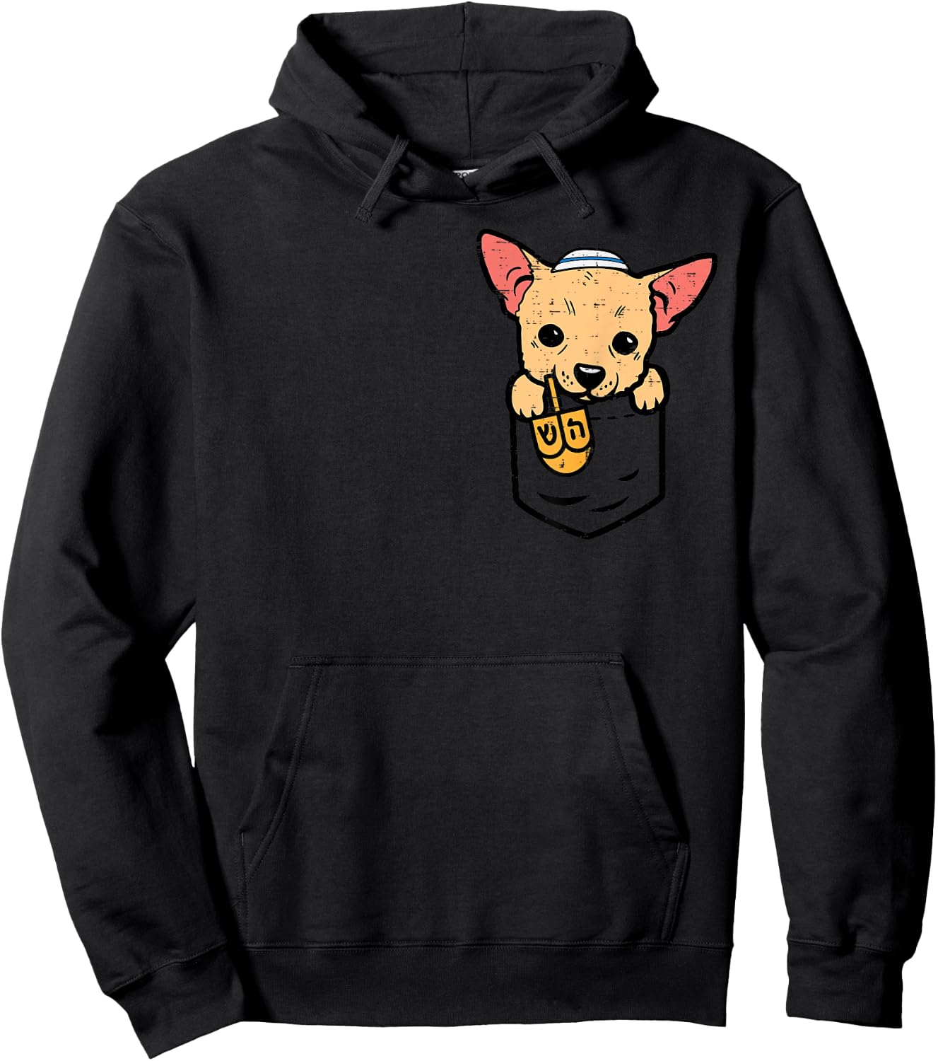 Pocket Dog Chihuahua Chiwawa Hanukkah Pajamas Chanukah PJs Hoodie - Hoodie | Black