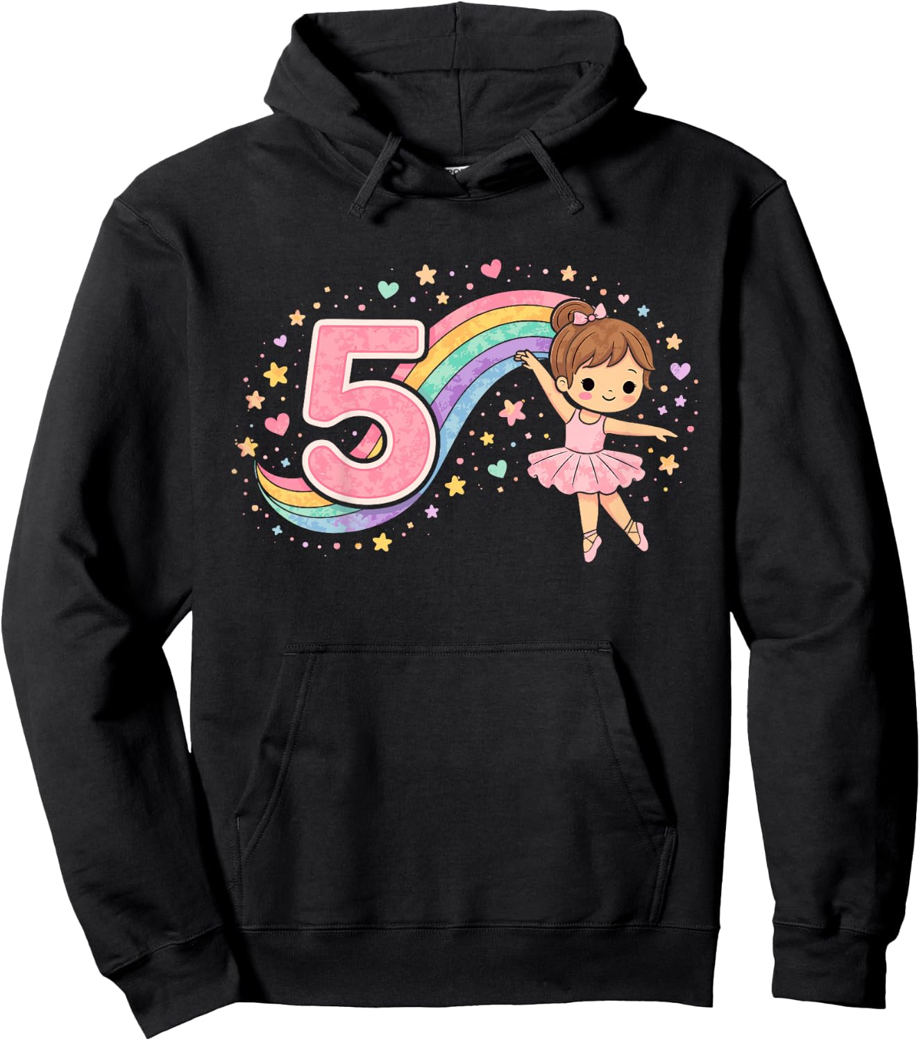 5. Geburtstag Mädchen Regenbogen Deko 5 Jahre Mädchen Hoodie - Hoodie | Black