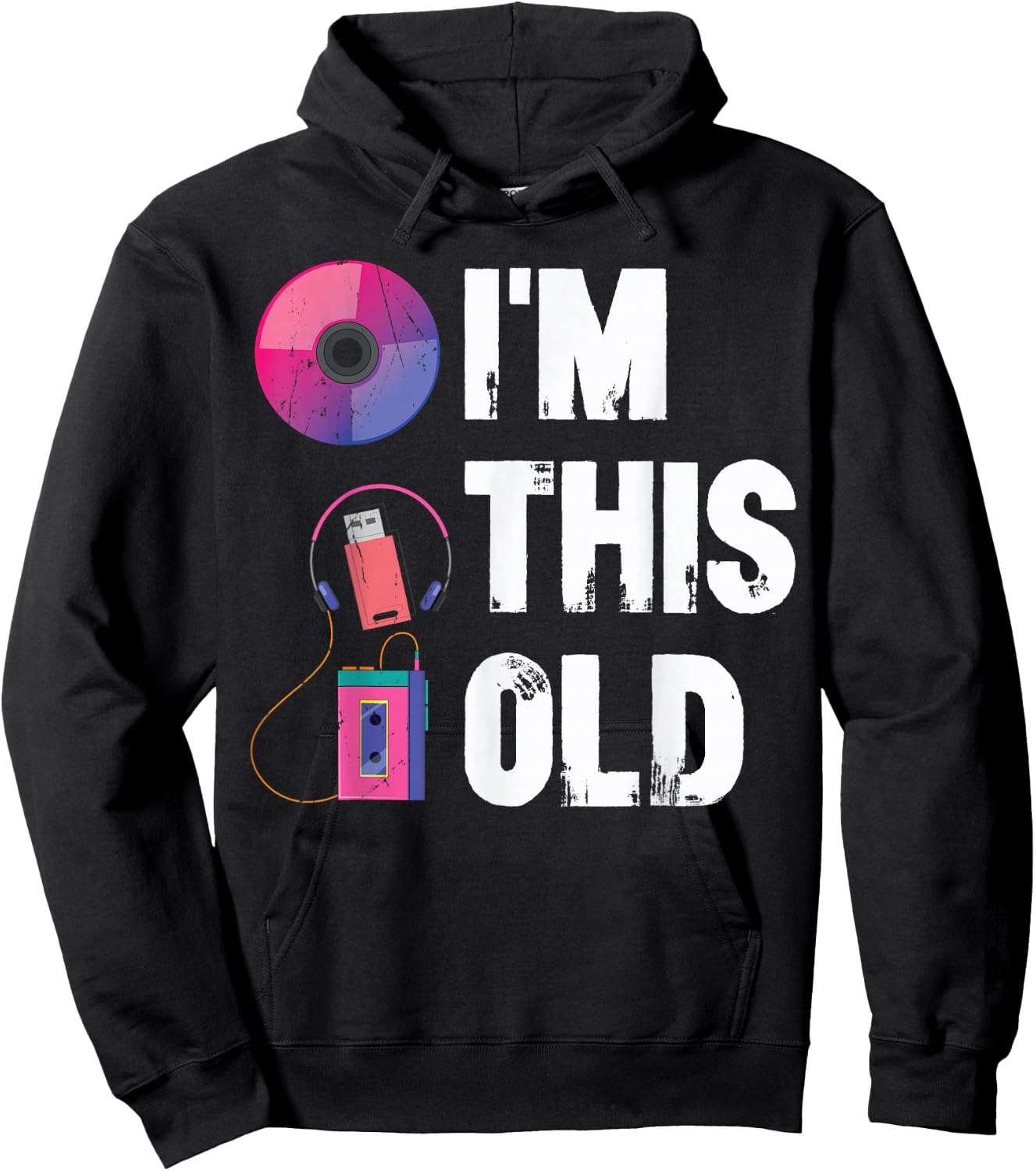 I'm this old 2000's vintage two-thousands retro 00s Hoodie - Hoodie | Black