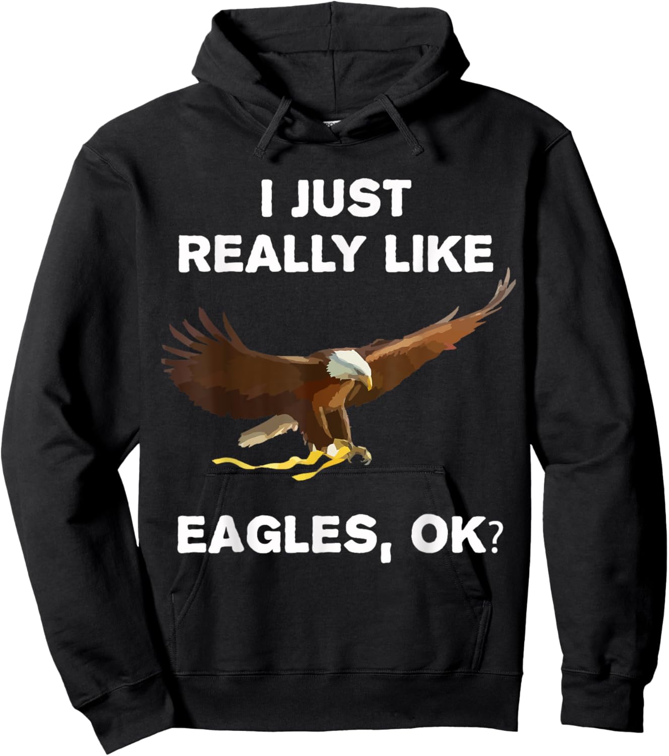 I Just Really Like Eagles OK? Bird Lover Funny Bald Eagle Hoodie - Hoodie | Black