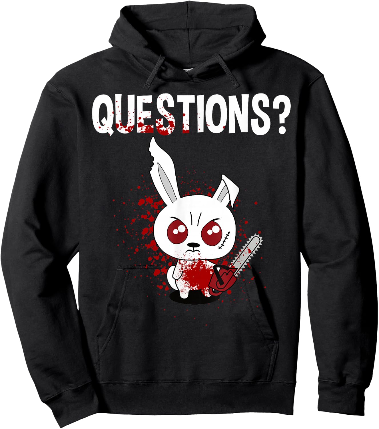 Funny - Questions? Bunny - Angry Rabbit Hoodie - Hoodie | Black