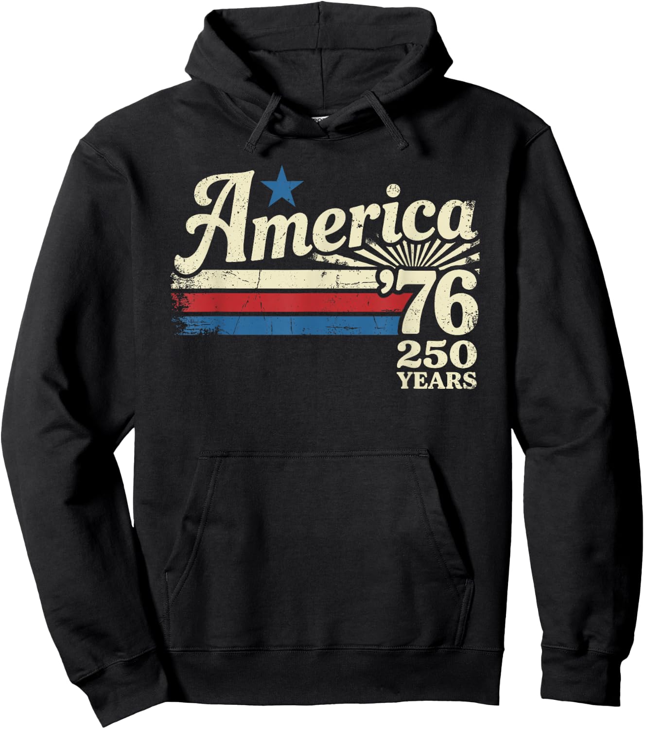America 76 Retro 250 Years 1776 2026 250th Anniversary USA Hoodie - Hoodie | Black