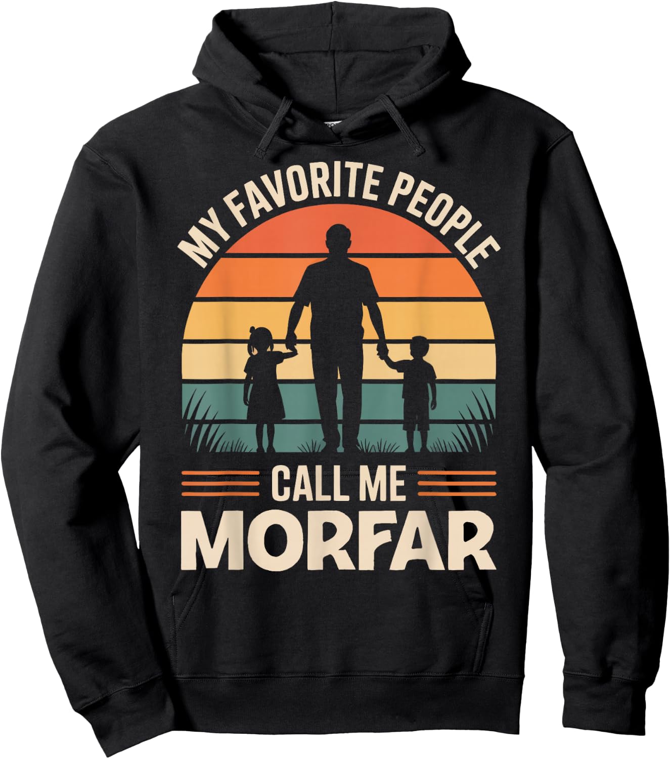 My Favorite People Call Me MORFAR Retro Sunset Hoodie - Hoodie | Black