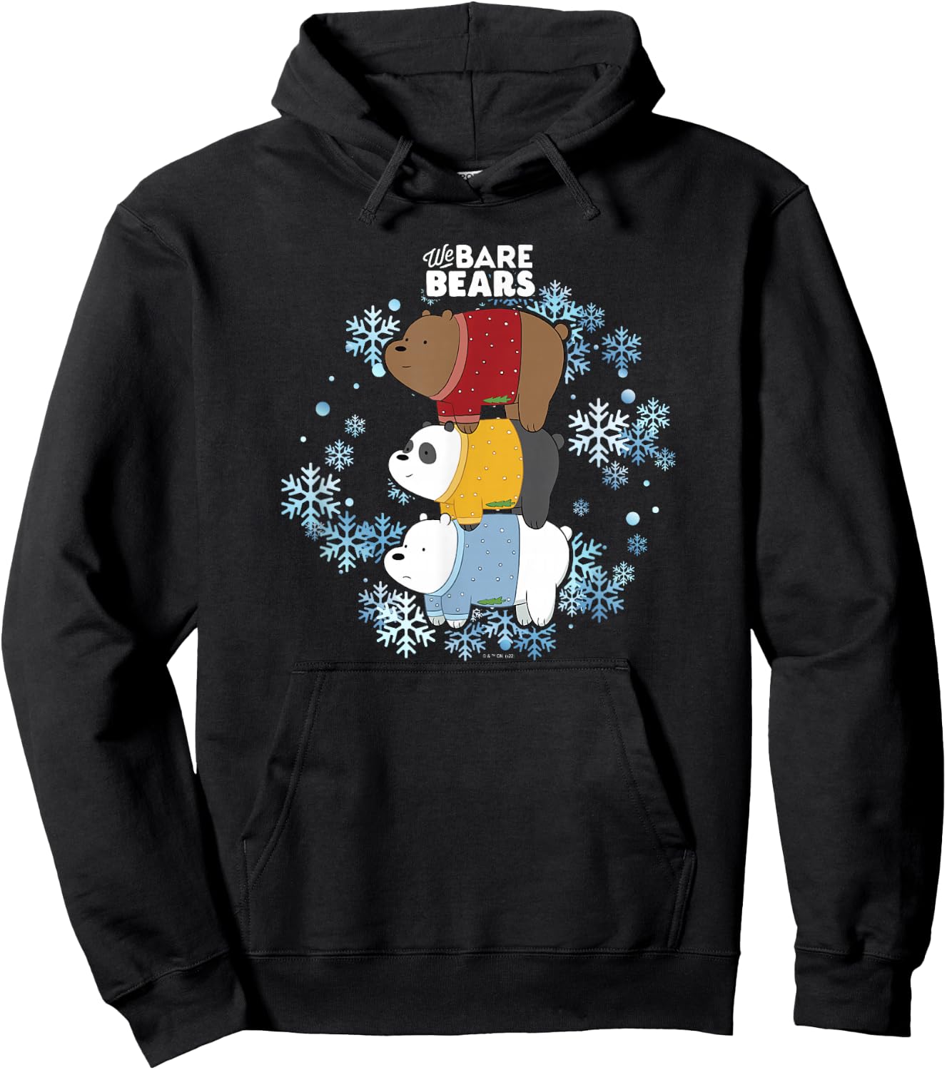 We Bare Bears Christmas Bear Squad Ugly Sweater Stack Hoodie - Hoodie | Black
