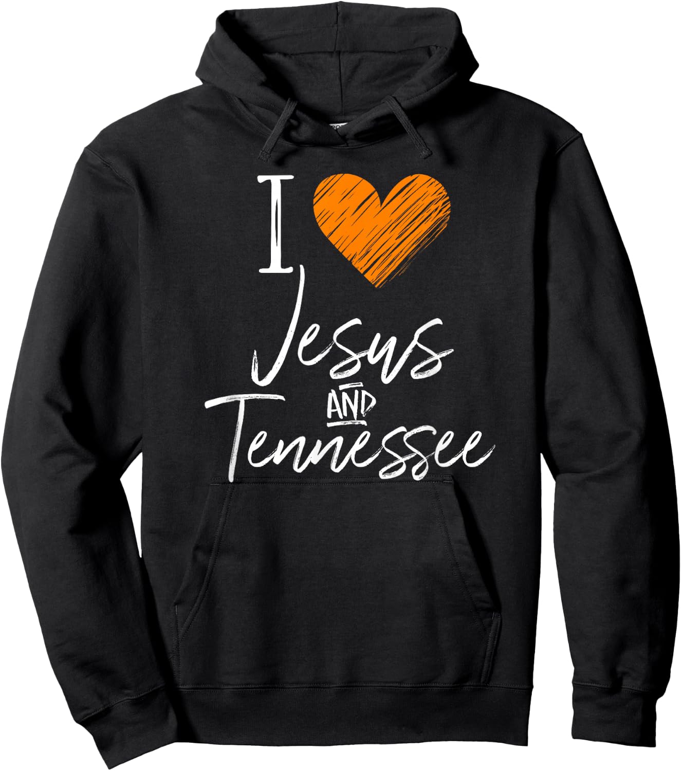 I Love Jesus And Tennessee Shirt Orange Heart Cute Fan Gift Hoodie - Hoodie | Black