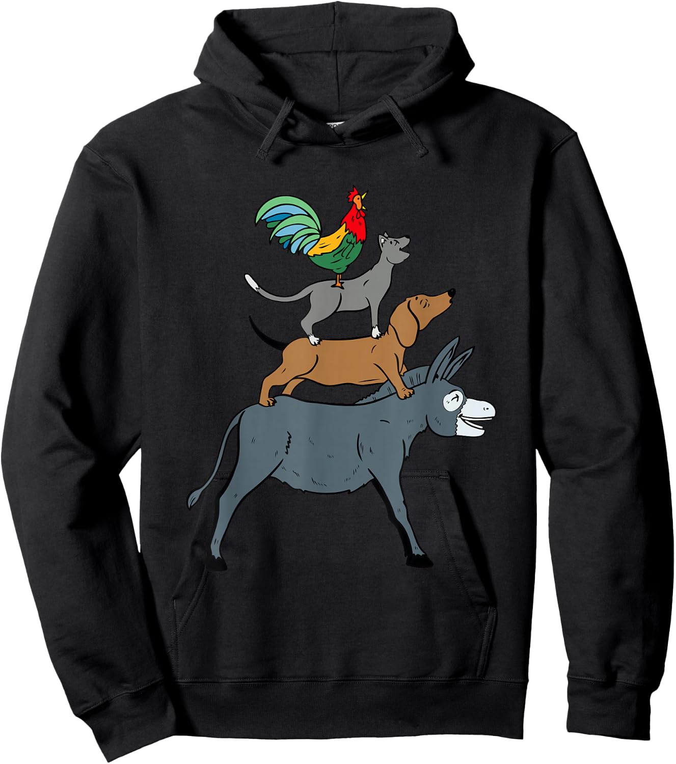 Cool Town Musicians of Bremen Illustration Graphic Designs Hoodie - Hoodie | Black
