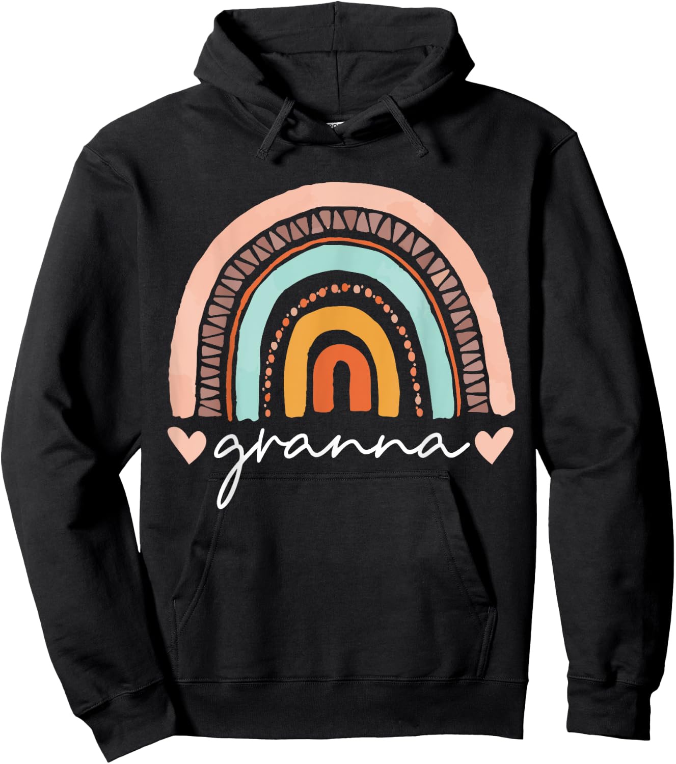 Women Funny Rainbow Granna Mothers Day Hoodie - Hoodie | Black