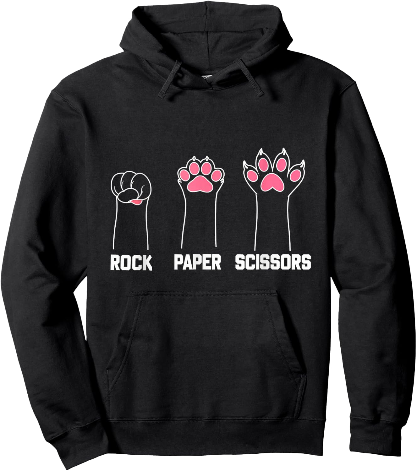 Rock Paper Scissors Cat Paw Game Cute Cat Pets Women Hoodie - Hoodie | Black