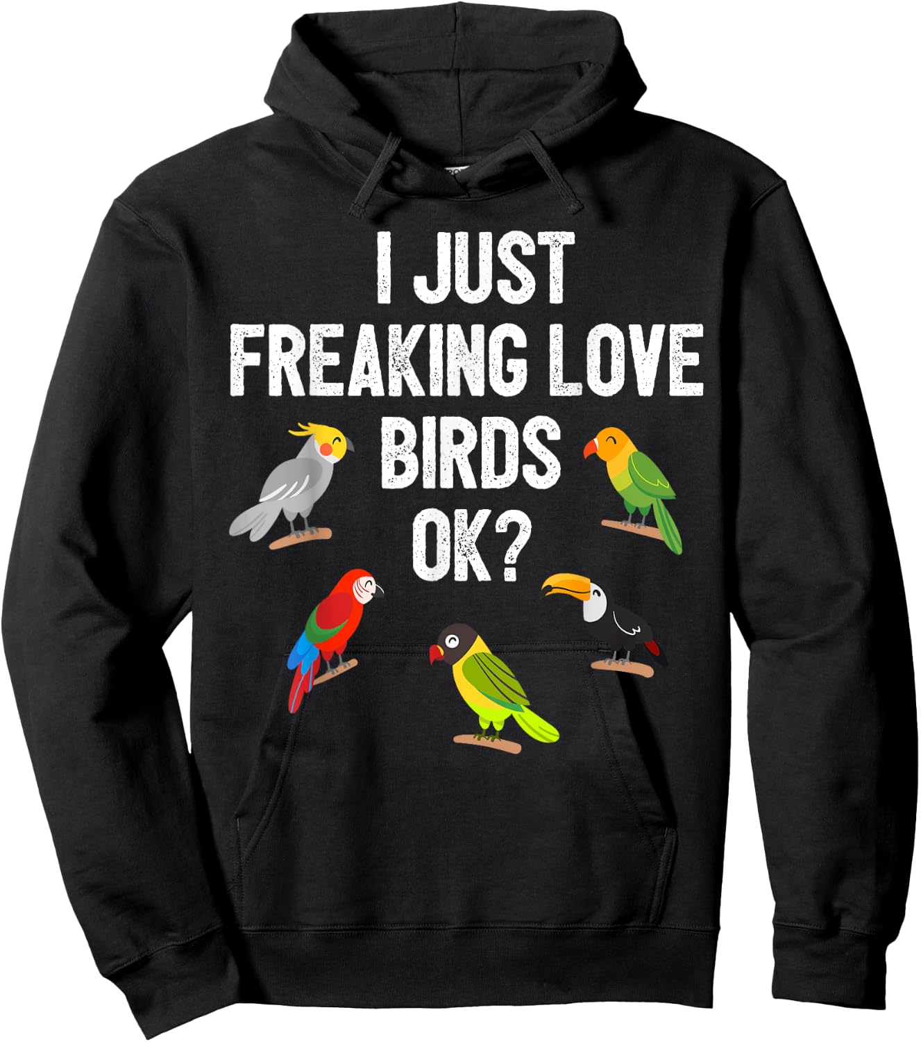 Funny Birds T Shirt I Just Freaking Love Birds Ok Gift Hoodie - Hoodie | Black