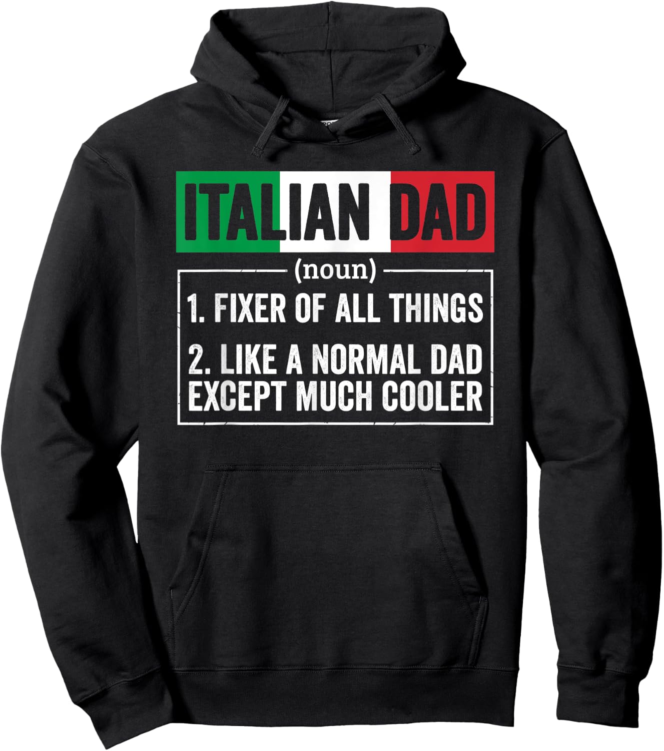 Italian Dad Noun Funny Italy Heritage Hoodie - Hoodie | Black