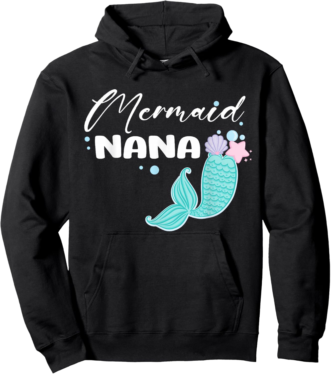 Funny Nana Mermaid Matching Family Party Mother's Day Hoodie - Hoodie | Black