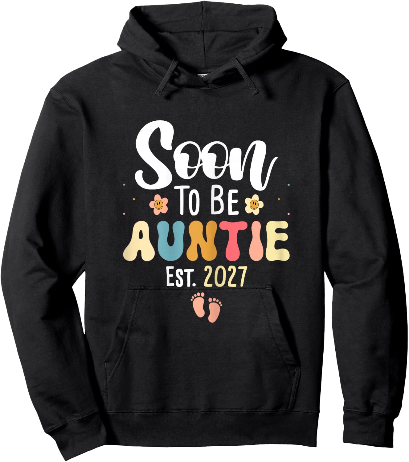 Soon to be Auntie 2027 Cute Floral First Time Aunt Pregnancy Hoodie - Hoodie | Black