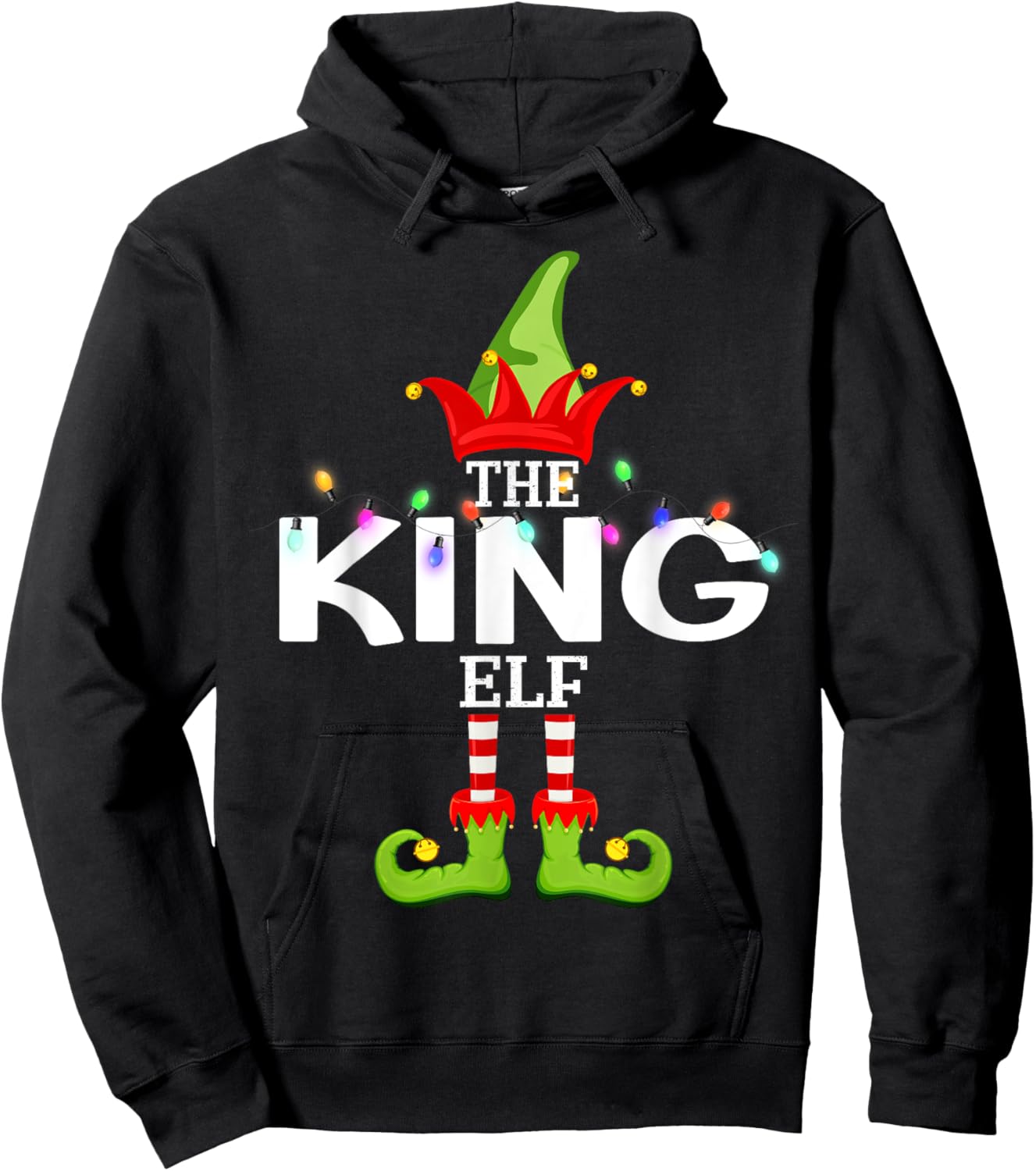 The King Elf Christmas Matching Pajamas Hoodie - Hoodie | Black