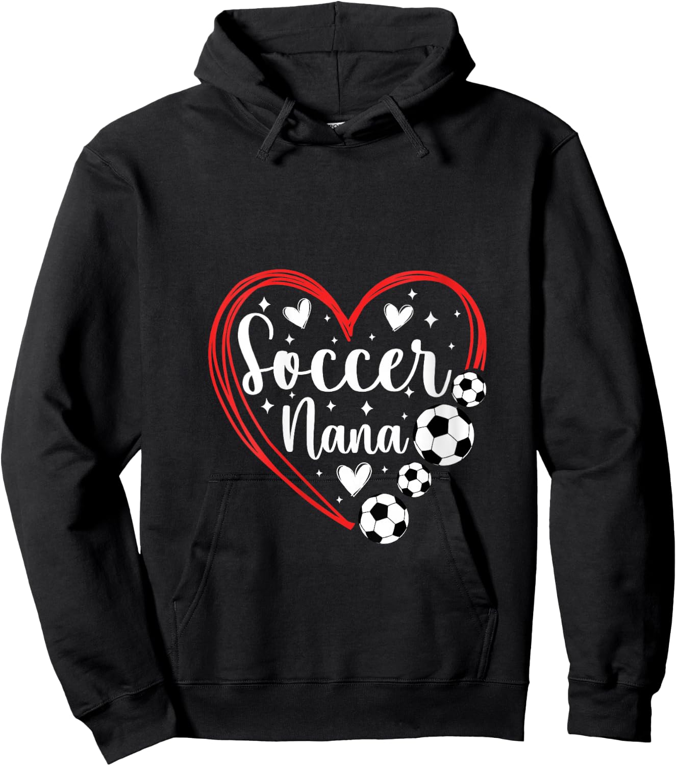 Soccer Nana Grandma Heart Nana Of A Soccer Player Nana V-Neck Hoodie - Hoodie | Black