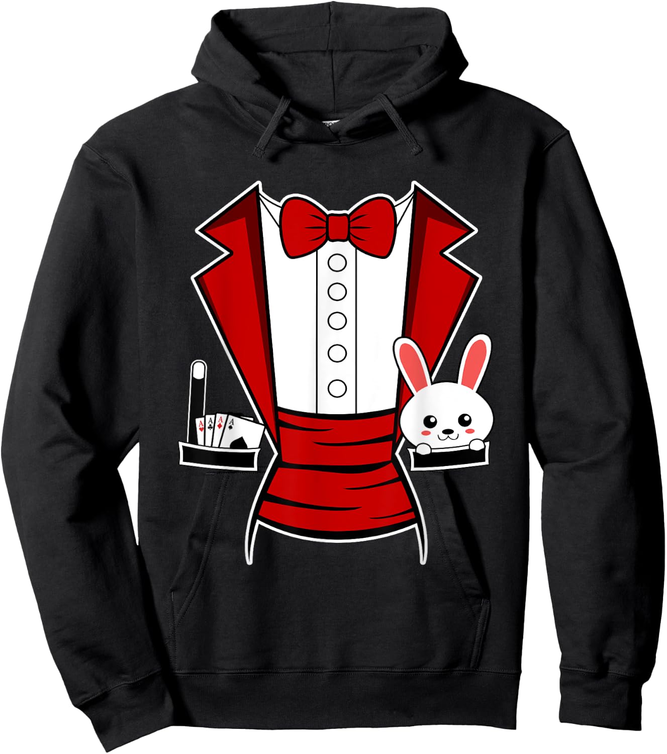 Kids Adult Halloween Magician Costume Tuxedo Magic Show Men Hoodie - Hoodie | Black