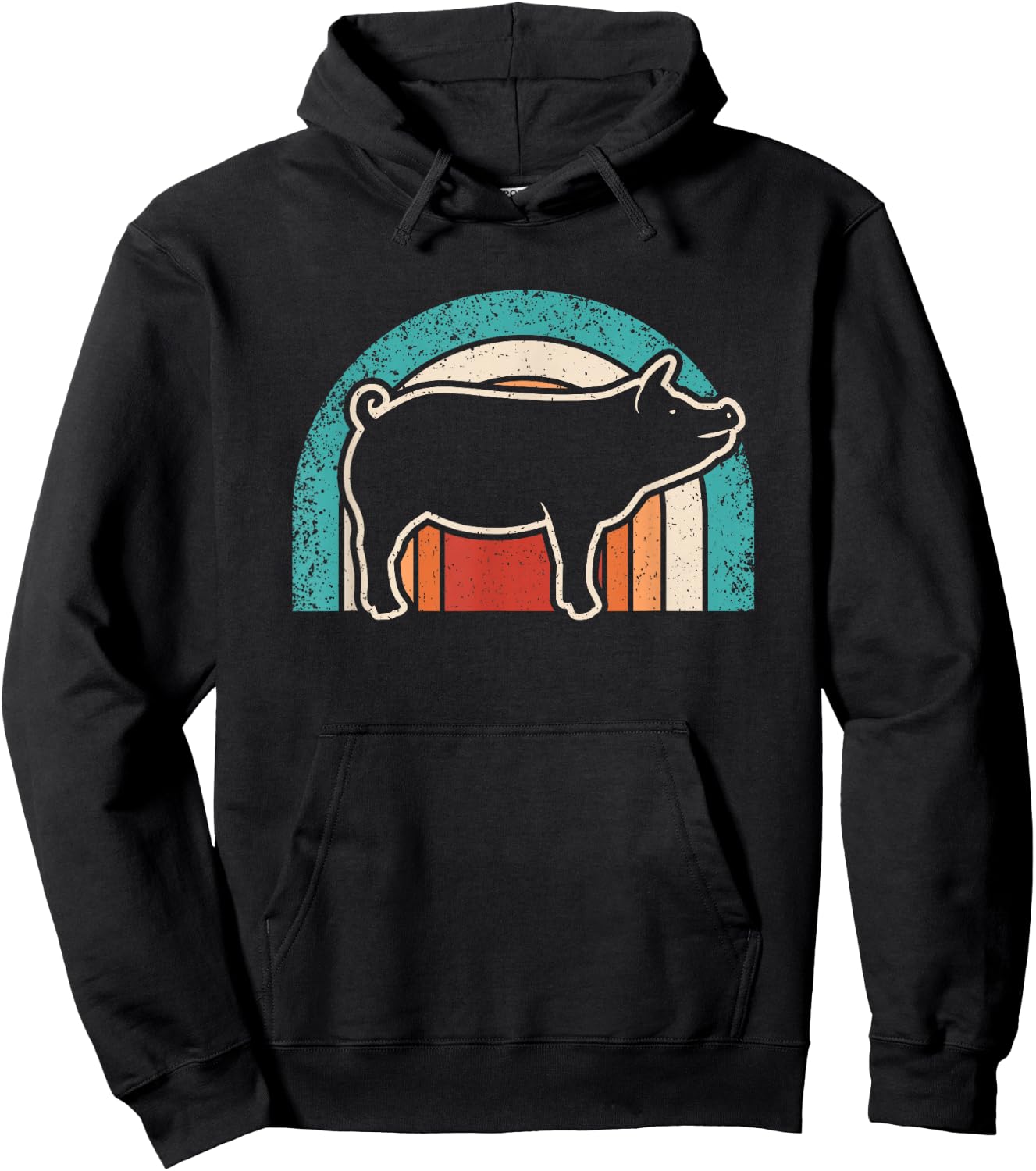 Retro Pig Lover Farmer Farming Men Women Kids Hoodie - Hoodie | Black