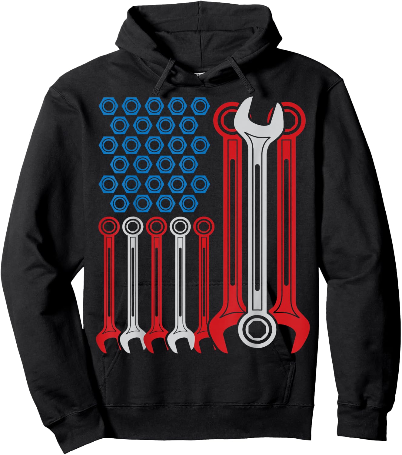 Mechanic T Shirt - Patriotic Mechanic USA American Flag Kids Men Hoodie - Hoodie | Black