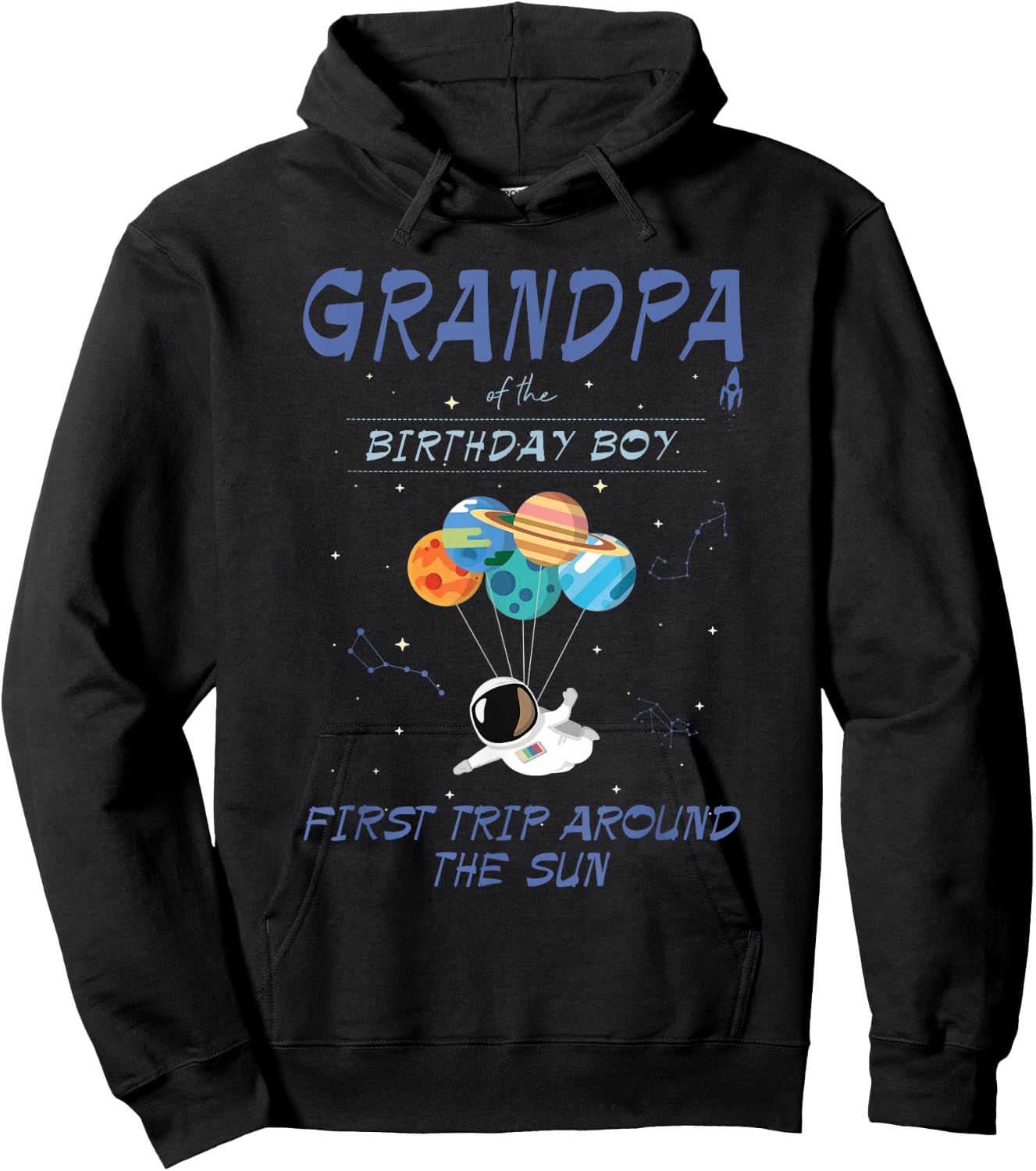 Grandpa Outer Space 1st Bday First Trip Around The Sun Hoodie - Hoodie | Black