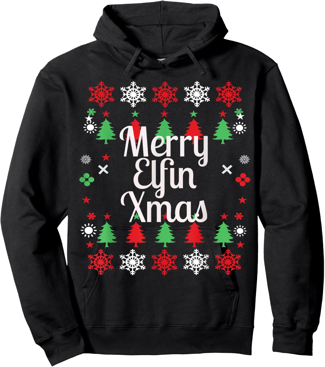 Merry Elfin Xmas Ugly Sweater Christmas T Shirt Funny adult Hoodie - Hoodie | Black