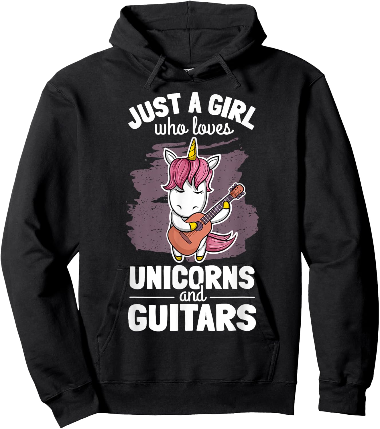 Cute Unicorn Guitar Player Woman Magical Girl Guitarist Hoodie - Hoodie | Black